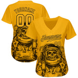 Custom Gold Gold-Black 3D Pattern Design Astronaut Authentic Baseball Jersey