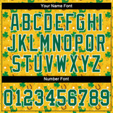 Custom Gold Kelly Green-White 3D Pattern Design Authentic St. Patrick's Day Baseball Jersey