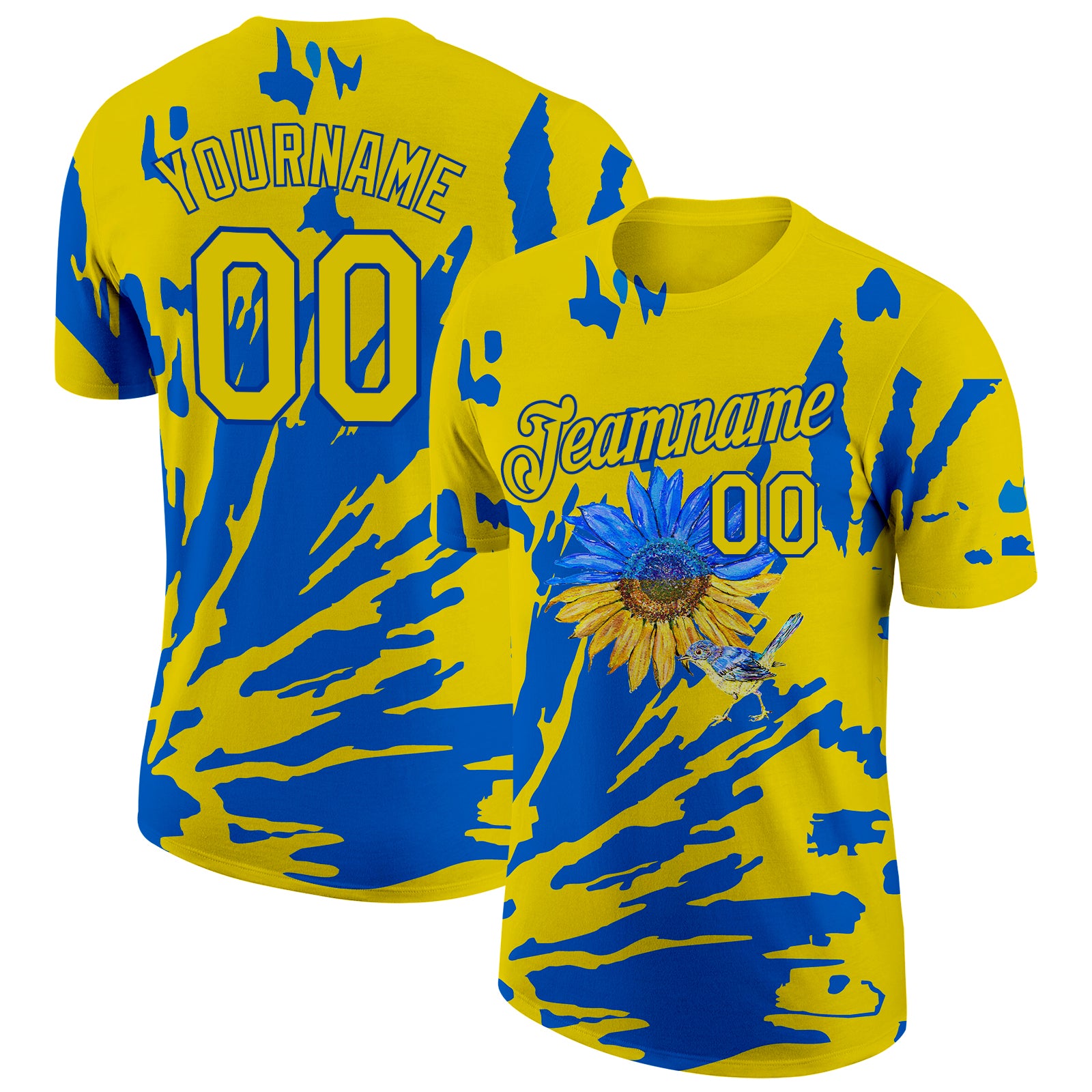 Custom 3D Pattern Design Ukraine Sunflower Nightingale Performance T-Shirt
