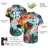 Custom Graffiti Colored Abstract Pattern White-Light Blue 3D Authentic Baseball Jersey