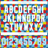 Custom Autism Awareness Puzzle Pieces Light Blue-White 3D Authentic Baseball Jersey
