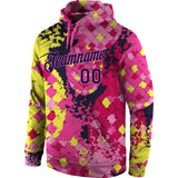 Custom Stitched Graffiti Pattern Navy-Pink 3D Sports Pullover Sweatshirt Hoodie