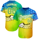 Custom Graffiti Pattern Neon Green-White 3D Authentic Baseball Jersey