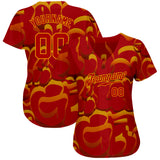 Custom Graffiti Pattern Red-Gold 3D Pattern Design Authentic Baseball Jersey