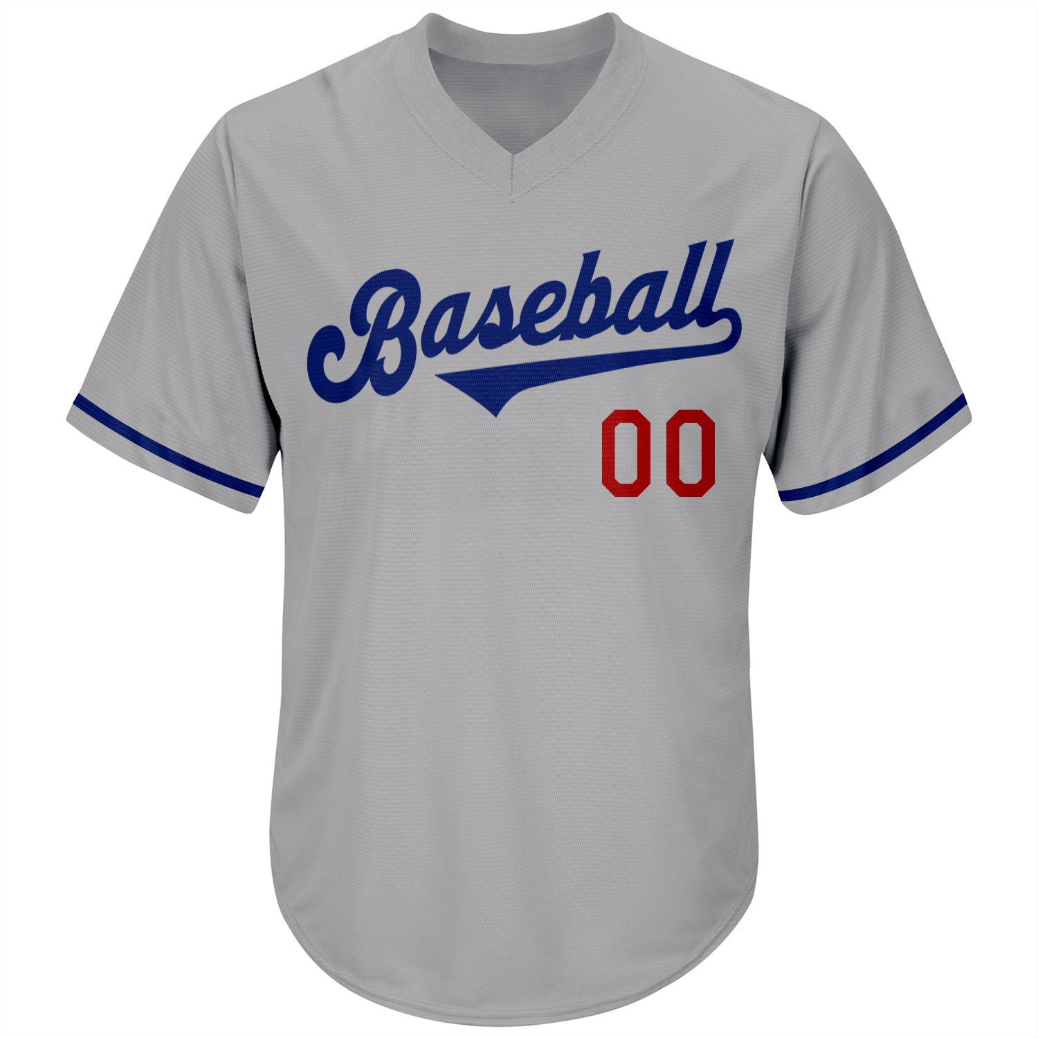 Custom Gray Royal-Red Authentic Throwback Rib-Knit Baseball Jersey Shirt
