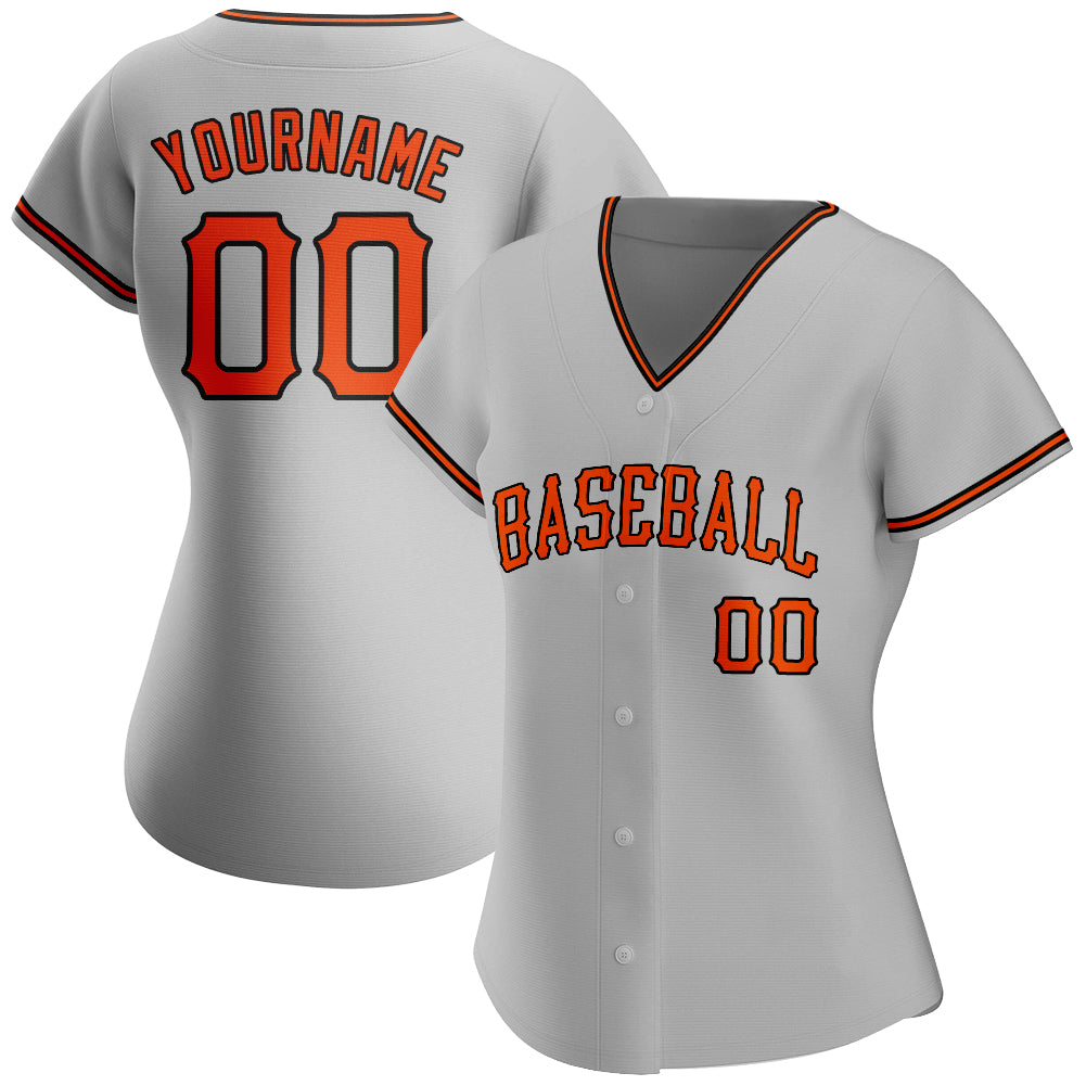 Custom Gray Orange-Black Authentic Baseball Jersey