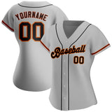 Custom Gray Black-Orange Authentic Baseball Jersey
