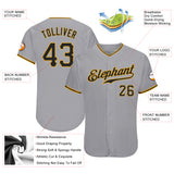 Custom Gray Black-Gold Authentic Baseball Jersey