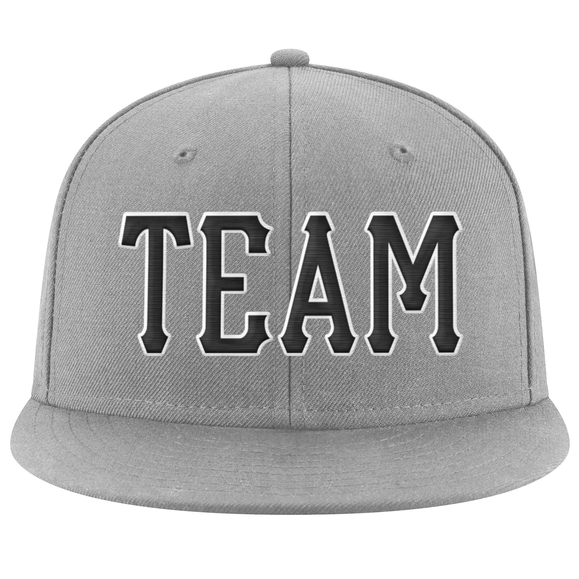Custom Gray Black-White Stitched Adjustable Snapback Hat
