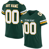 Custom Green White-Gold Mesh Authentic Football Jersey