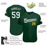Custom Green White-Gold Authentic Baseball Jersey