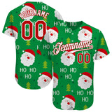 Custom Green Red-White Christmas 3D Authentic Baseball Jersey