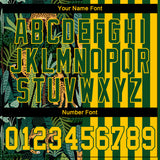 Custom Green Gold-Black 3D Pattern Design Leopards And Tropical Palm Leaves Authentic Baseball Jersey