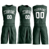 Custom Hunter Green White Round Neck Suit Basketball Jersey