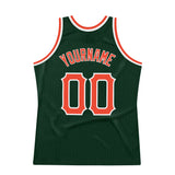 Custom Hunter Green Orange-White Authentic Throwback Basketball Jersey