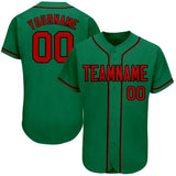 Custom Kelly Green Red-Black Authentic Baseball Jersey
