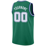 Custom Kelly Green White-Royal Round Neck Rib-Knit Basketball Jersey