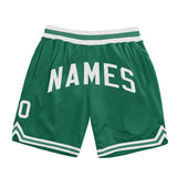 Custom Kelly Green White Authentic Throwback Basketball Shorts