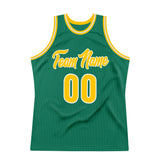 Custom Kelly Green Gold-White Authentic Throwback Basketball Jersey
