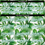 Custom Kelly Green White-Kelly Green 3D Pattern Design Tropical Palm Leaves Authentic Baseball Jersey