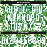 Custom Kelly Green White-Kelly Green 3D Pattern Design Tropical Palm Leaves Authentic Baseball Jersey