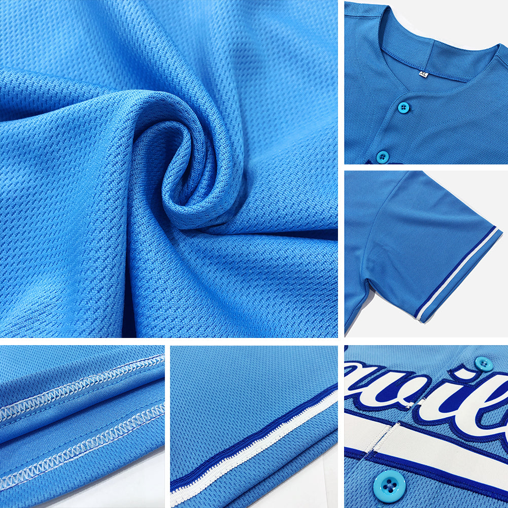 Custom Light Blue White-Red Authentic Baseball Jersey