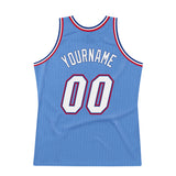 Custom Light Blue White-Royal Authentic Throwback Basketball Jersey