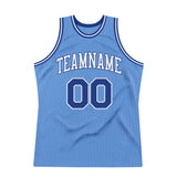 Custom Light Blue Royal-White Authentic Throwback Basketball Jersey