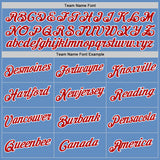 Custom Light Blue White-Red Performance T-Shirt