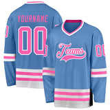 Custom Kelly Green White-Pink Hockey Jersey