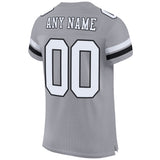 Custom Light Gray White-Black Mesh Authentic Football Jersey