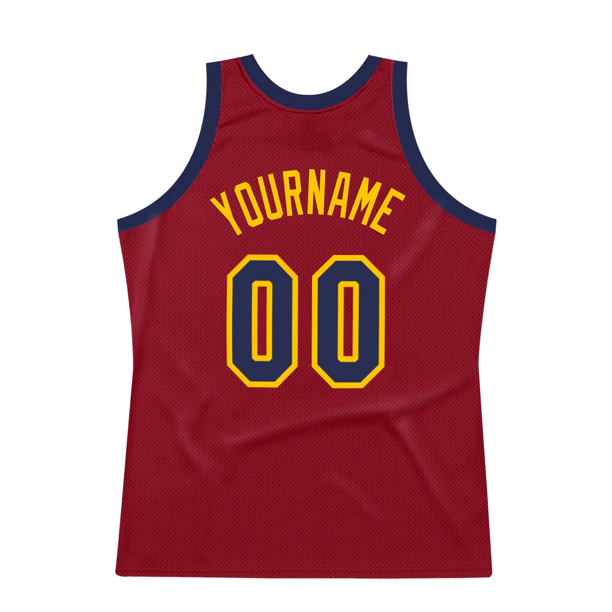 Custom Maroon Navy-Gold Authentic Throwback Basketball Jersey