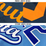Custom Powder Blue Black-Orange Baseball Jersey
