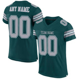 Custom Midnight Green Light Gray-White Mesh Authentic Football Jersey