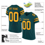 Custom Midnight Green Gold-Black Mesh Authentic Football Jersey