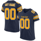 Custom Navy Gold-White Mesh Authentic Football Jersey