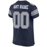 Custom Navy Gray-White Mesh Authentic Football Jersey