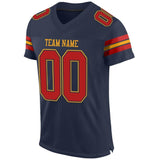 Custom Navy Scarlet-Gold Mesh Authentic Football Jersey