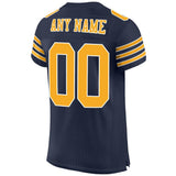 Custom Navy Gold-White Mesh Authentic Football Jersey