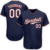 Custom Navy White-Red Authentic Baseball Jersey