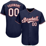 Custom Navy White-Red Authentic Baseball Jersey