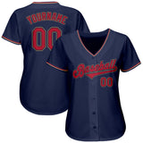 Custom Navy Red-Old Gold Authentic Baseball Jersey