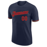 Custom Navy Red-Old Gold Performance T-Shirt