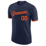 Custom Navy Orange Performance T-Shirt