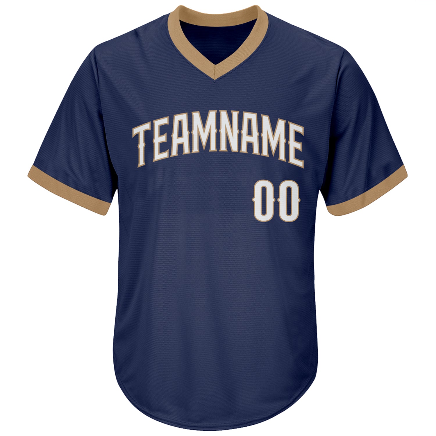 Custom Navy White-Old Gold Authentic Throwback Rib-Knit Baseball Jersey Shirt