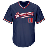 Custom Navy Red-White Authentic Throwback Rib-Knit Baseball Jersey Shirt