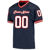 Custom Navy White-Red Mesh Authentic Throwback Football Jersey