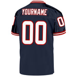 Custom Navy White-Red Mesh Authentic Throwback Football Jersey