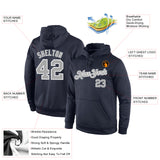 Custom Stitched Navy Gray-White Sports Pullover Sweatshirt Hoodie