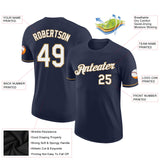 Custom Navy White-Old Gold Performance T-Shirt